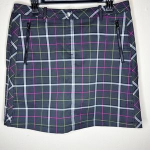 Nivo by Lanctot Golf Skort w Pockets 10 Black Pink Yellow Plaid High Waist Mini